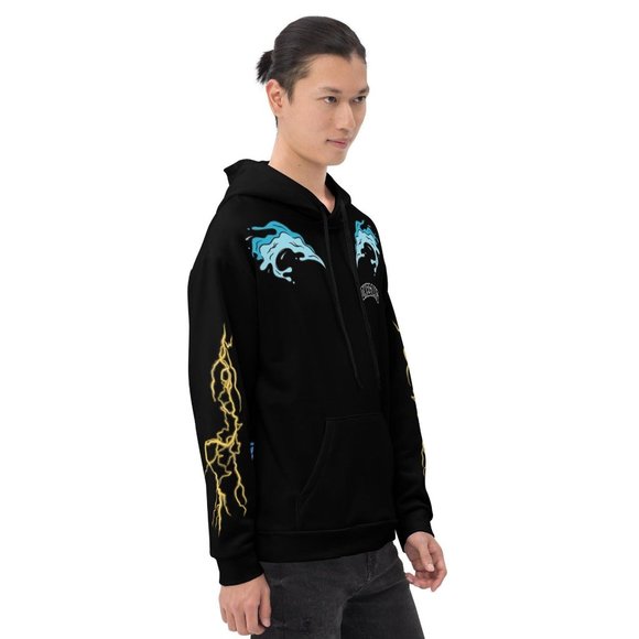 PokeGang Unisex Black Long Sleeve Kangaroo Pocket Pullover Sweat Soft Hoodie - Picture 2 of 6